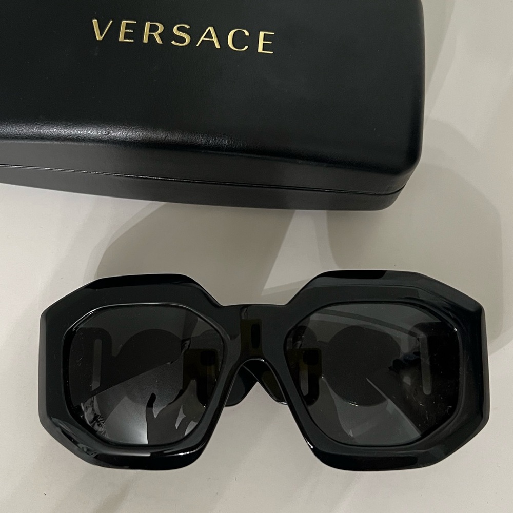 Versace Black Angular Sunglasses - image 3
